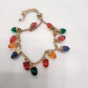 Holiday Lane Gold Tone Multi Colored Lights Slide Bracelet